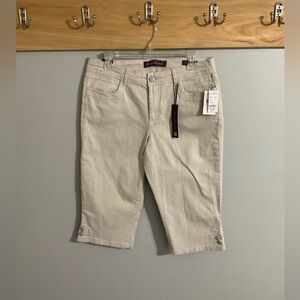 NWT Gloria Vanderbilt Pippa Honey Oat Skimmer Capri Denim Pants 10